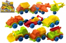 Mini plastic vehicles 10–12 cm, free-rolling, assorted types (box of 42 pcs)