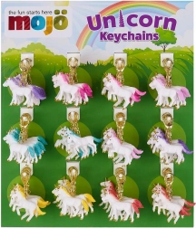 Display met 72 sleutelhangers – eenhoorn