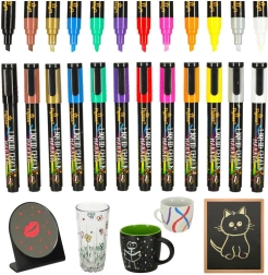 Colored chalk markers for glass and boards - set of 12 pieces