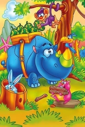 Houten puzzel Werkende neushoorn 16 stukjes