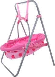 Rocking doll cradle with metal frame