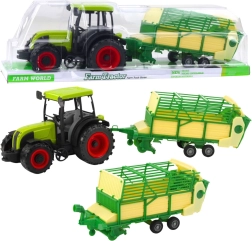 Green tractor with trailer for kids 50 cm