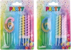 Feest kaars nummer 6 en 4 stuks kaarsen