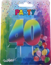 Verjaardagskaars cijfer 40 regenboog