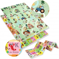 Tweedelige opvouwbare XPE-schuim educatieve speelmat 120 × 180 met Duitse alfabet en boerderijmotief Humbi