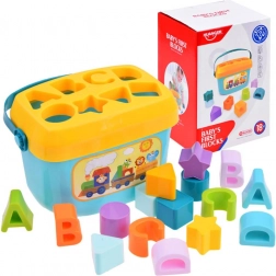 Educatieve set – emmer met blokken en letters, vormensorteerder, 16 stuks