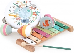 Vilac houten muziekspeelset dieren van de wereld door Sarah Betz