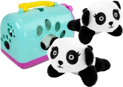 Mini pluchen panda met draagbare box