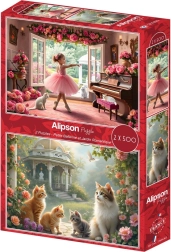 Alipson Puzzle Kleine Ballerina und Romantischer Garten 2×500 Teile