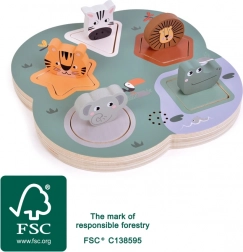 Houten 3D geluids-puzzel SAFARI voor kinderen