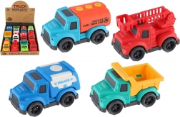 eco plast vrachtwagentjes 10 cm met vrije loop, mix soorten, doos 12 stuks