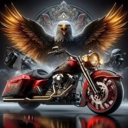 Diamond painting motor met adelaar 30 × 40 cm