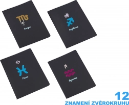 Zodiac notitieblok 18,5x25,5 cm met 26 zwarte gelinieerde pagina's