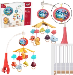 Baby crib mobile with projector and remote control – red