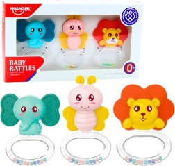 Set Rammelaars en Bijtringen voor Baby’s Diertjes 3 stuks