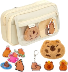 Double Compartment Pencil Case with Pockets and Accessories Capybara 21x12 cm