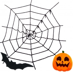 Kunstmatig zwart Halloween-spinnenweb – decoratie 90 × 90 cm