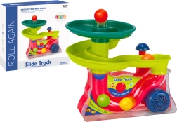 Kleurige fontein met glijbaan voor balletjes met geluiden