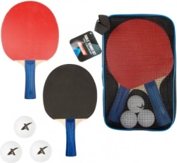 Set de tennis de table avec 2 raquettes et 3 balles dans un étui