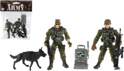 Ensemble de figurines militaires avec chien et accessoires