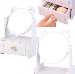Mini vanity table with mirror and drawer with handles