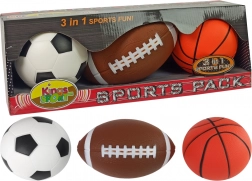 Set van zachte sportballen 3-in-1 – voetbal, basketbal en honkbal
