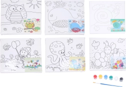 Kinder schilderset op canvas 20×20 cm met voorbeeld, verf en penseel