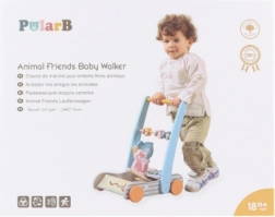 Houten loopwagen voor peuters met diertjes