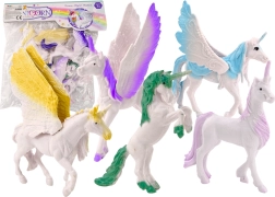 Set of Figures Unicorn Pegasus White Magical Wings