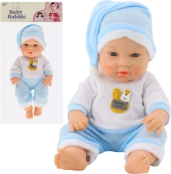 Cloth baby doll in blue pajamas 30 cm