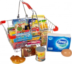 Metalen winkelmandje met voedselmock-ups small foot