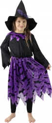 kinderkostuum heks met hoed en vleermuismotief (maat S)