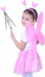 Vlinderkostuum met roze vleugels en accessoires