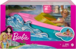 Barbie motorboat with doll and puppy
