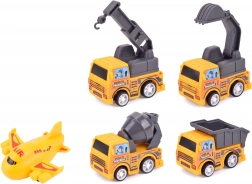 Set van Kleine Bouwmachines en Terugtrekvliegtuigje
