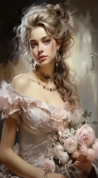 Diamond painting meisje met rozen 30 × 40 cm