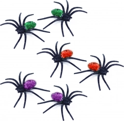 Decoratieve spinnen met glitters 3 kleuren