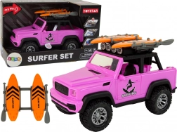 pink off-road car 1:14 with surf set and flywheel