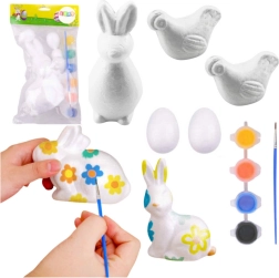 Osterset zum Bemalen von Polystyrol Dekorationen Hase, Ei und Henne