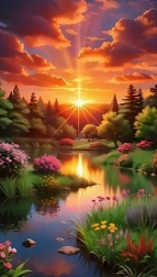 Diamond painting zonsondergang boven het bos 30 × 40 cm