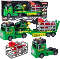 Kit de sauvetage avec camion, hélicoptère et dinosaure