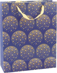 Elegant gift bag with gold stars, dark blue, 32 × 26 × 12 cm