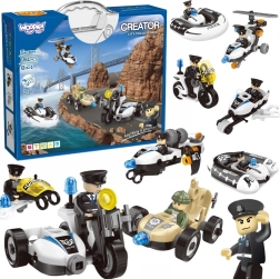 Woopie Konstruktionsset Polizeifahrzeuge 8-in-1 STEAM