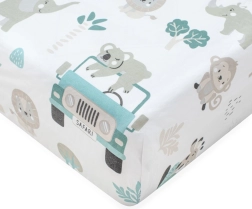 Drap-housse en coton pour lit bébé NEW BABY Safari II 120 × 60 cm