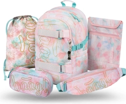 Baagl school set 5 pcs Skate Sunset – backpack, pencil case, gym sack, waist bag and laptop sleeve