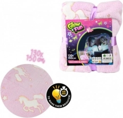 Couverture peluche lumineuse avec licornes 130 × 150 cm rose