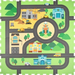 Schuimrubberen educatieve speelmat 120 × 120 cm – stadsstraten, 4 delen HUMBI