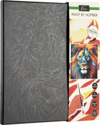 Schilderen op nummer op zwart canvas – leeuw