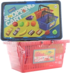 Boodschappenmand met fruit en voedingsmiddelen