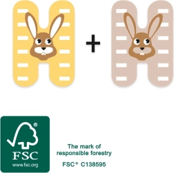 Houten letter H met konijn